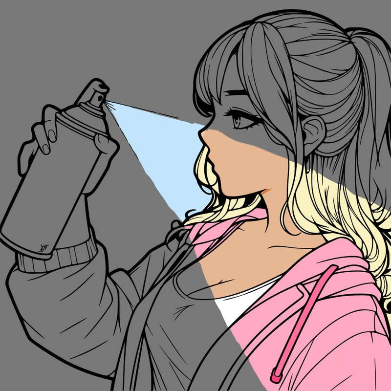 a realistic girl spray, painting