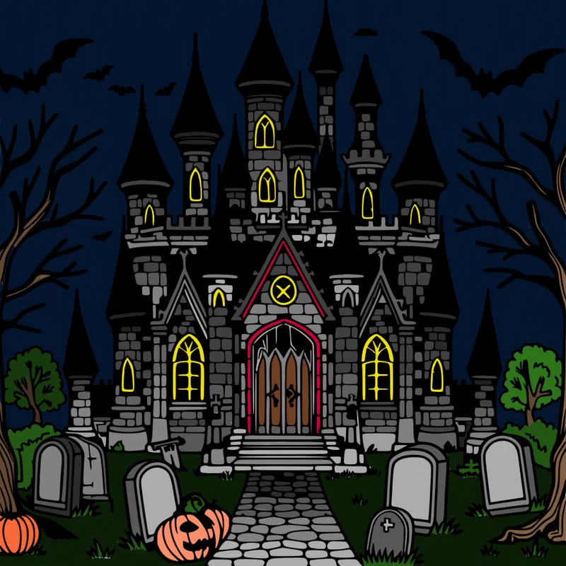 gothic castle in a grave yard