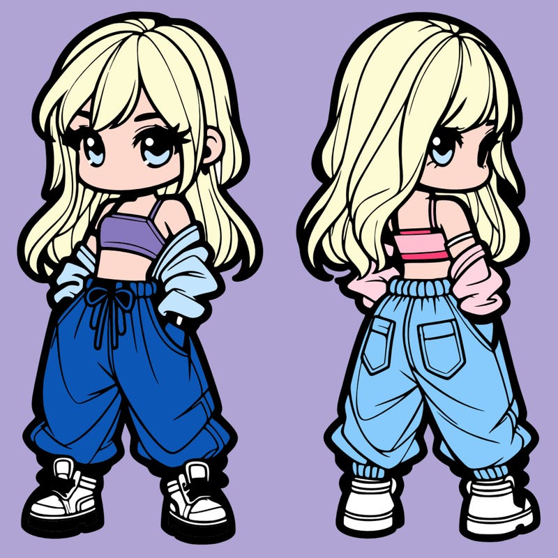 girl in crop top and baggy pants