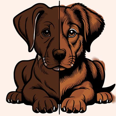 realistic dog split picture