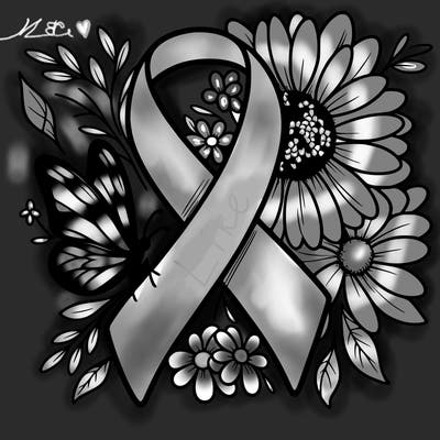 cancer awareness symbol with flowers and butterflies