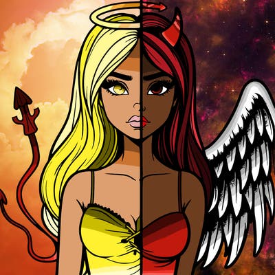 devil vs angel realistic girl