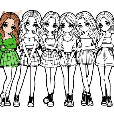 a group of girls realistic