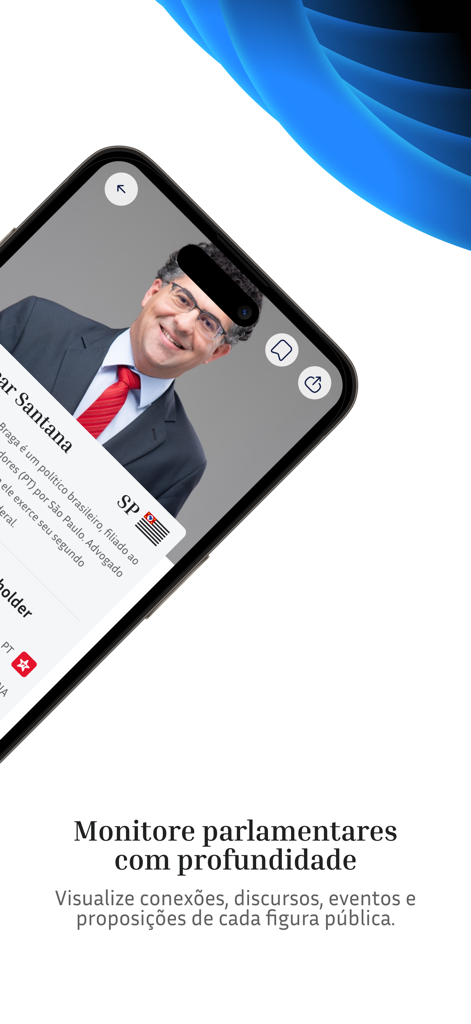Nomos - Monitoramento Político - Nomos app politician profile showing detailed legislative monitoring data