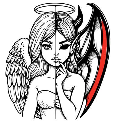 realistic angel half demon