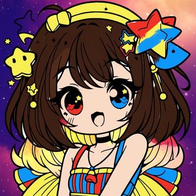 cute anime girl with star accessories