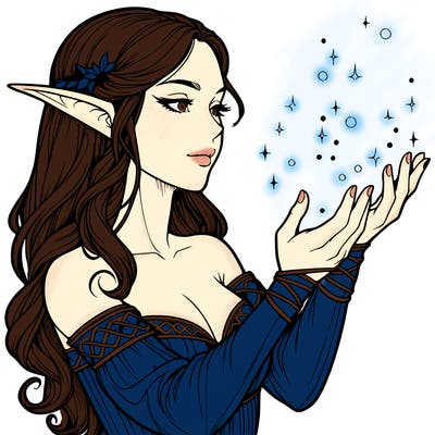 realistic elf girl doing magic