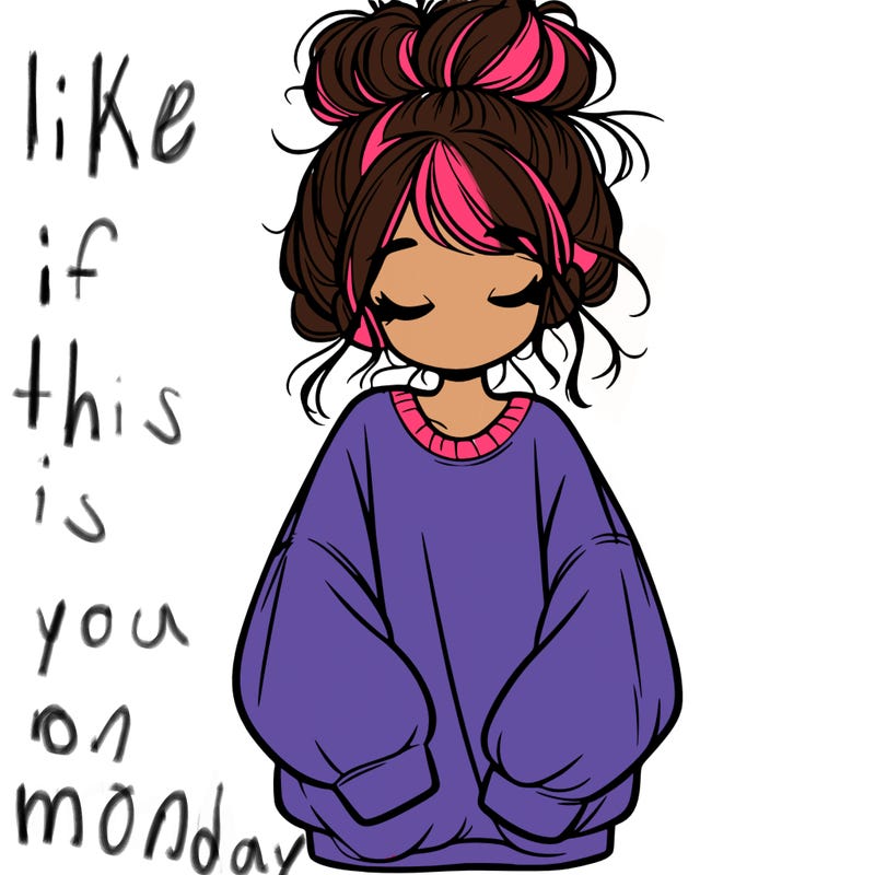 girl with baggy sweatshirt and messy bun