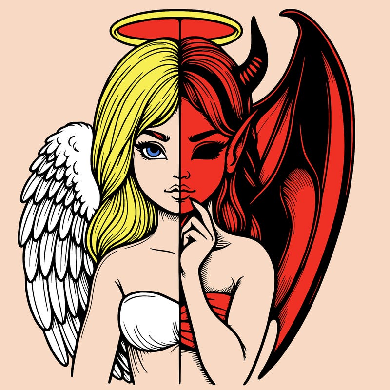 realistic angel half demon