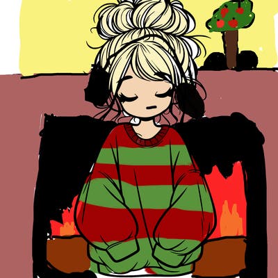 girl with baggy sweatshirt and messy bun