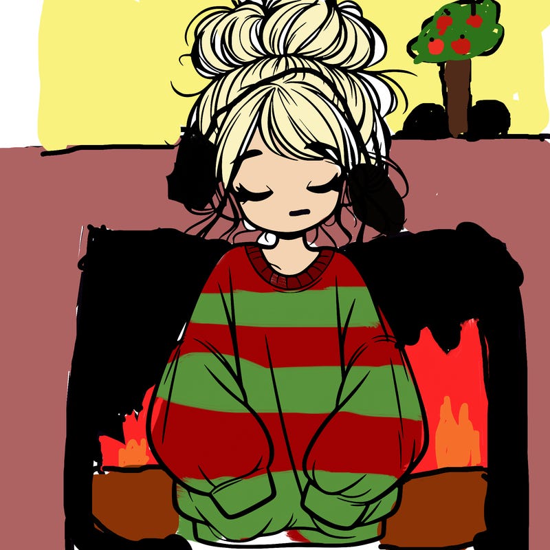 girl with baggy sweatshirt and messy bun