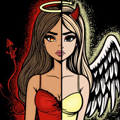 devil vs angel realistic girl