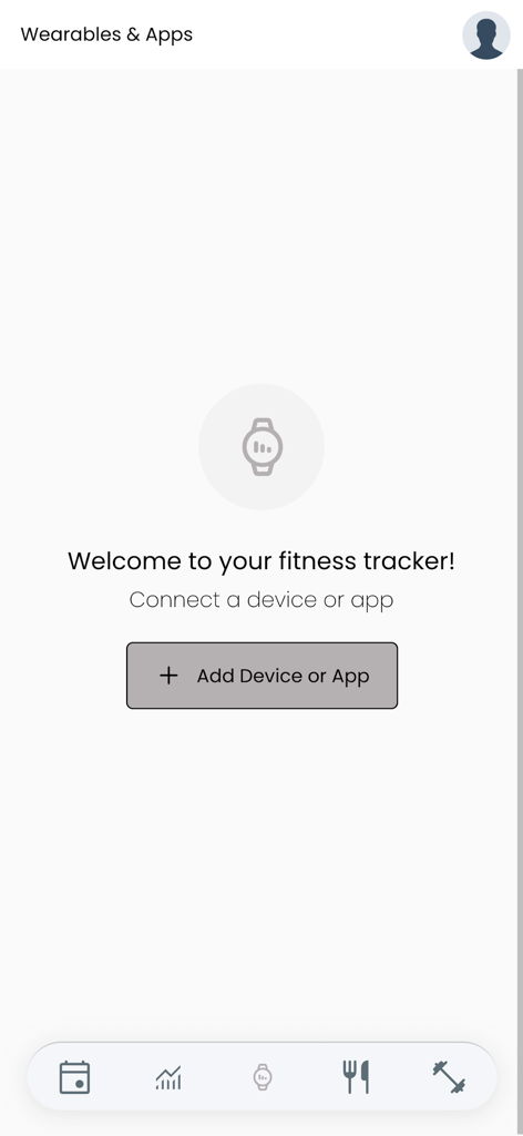 Gemini Fitness - Tela do aplicativo Gemini Fitness para conectar um rastreador de fitness ou dispositivo vestível