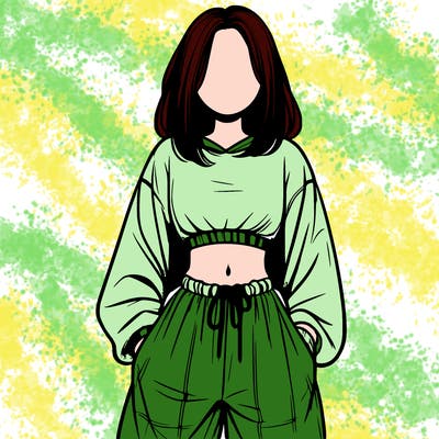 realistic girl faceless with baggy pants and a crop top