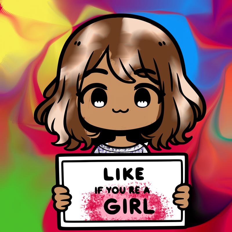 a cute girl holding a sign that says like if you’re a girl