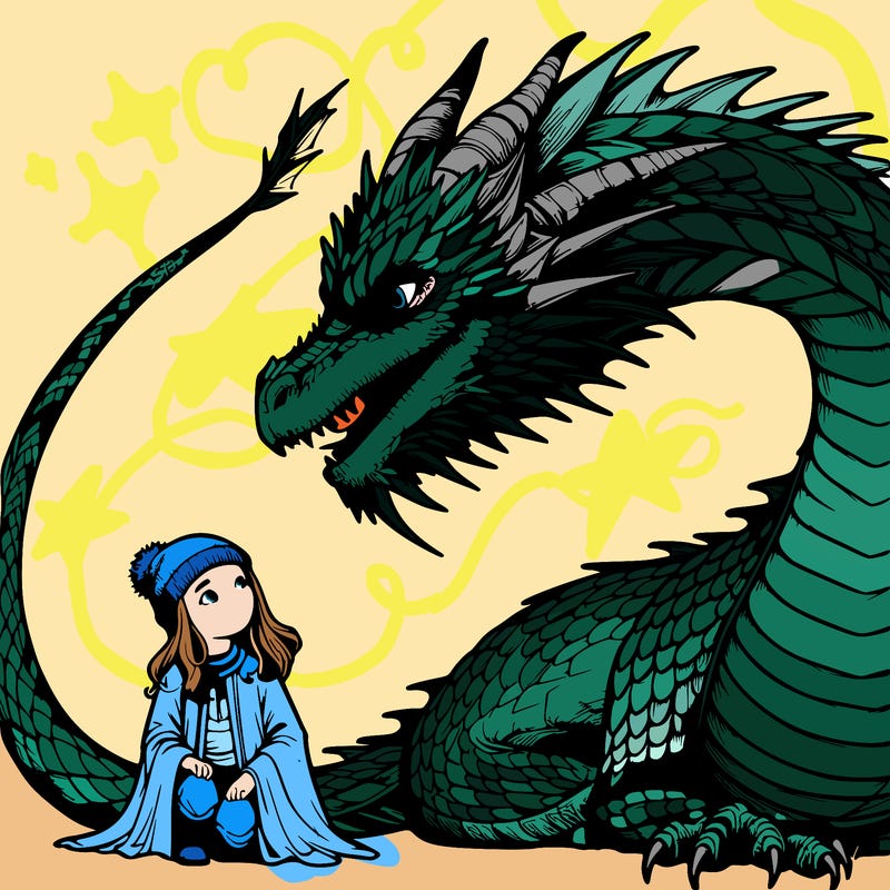 realistic dragon with a girl