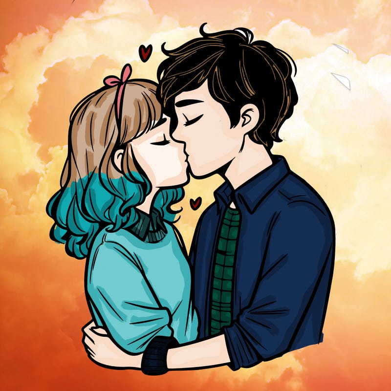 girlfriend and boyfriend kissing