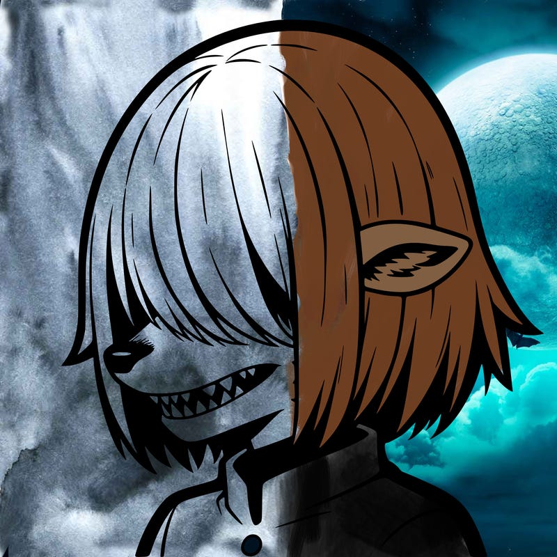 sharp teeth deer man with bob haircut