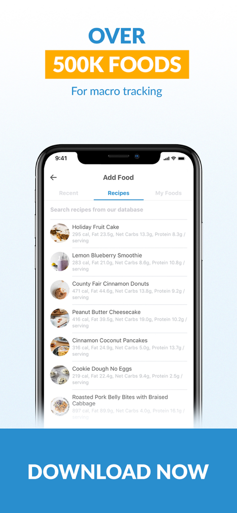 Total Keto Diet: Low Carb App - Total Keto Diet app screen showing macro tracking for over 500000 foods and low carb recipes.