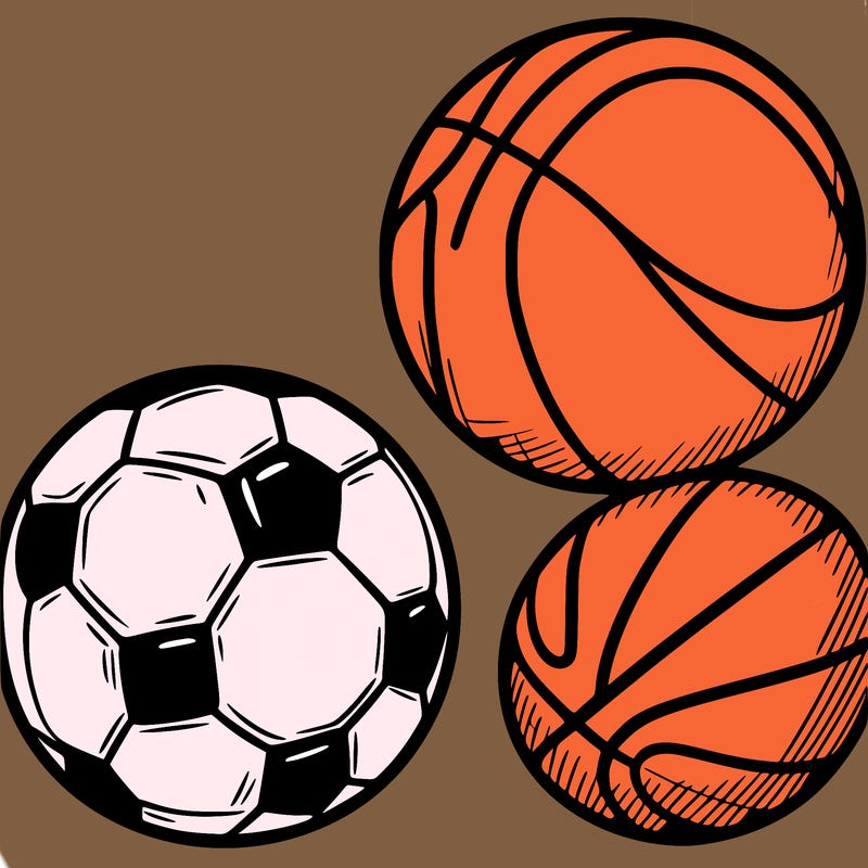 soccer ball and basketball