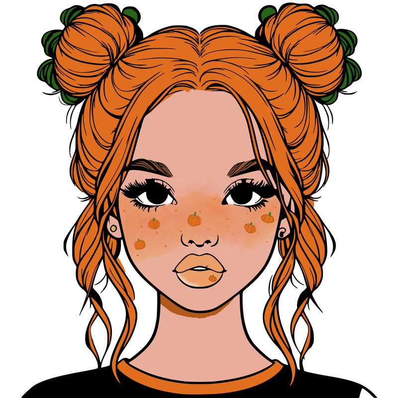 realistic girl with two buns in hair and lips