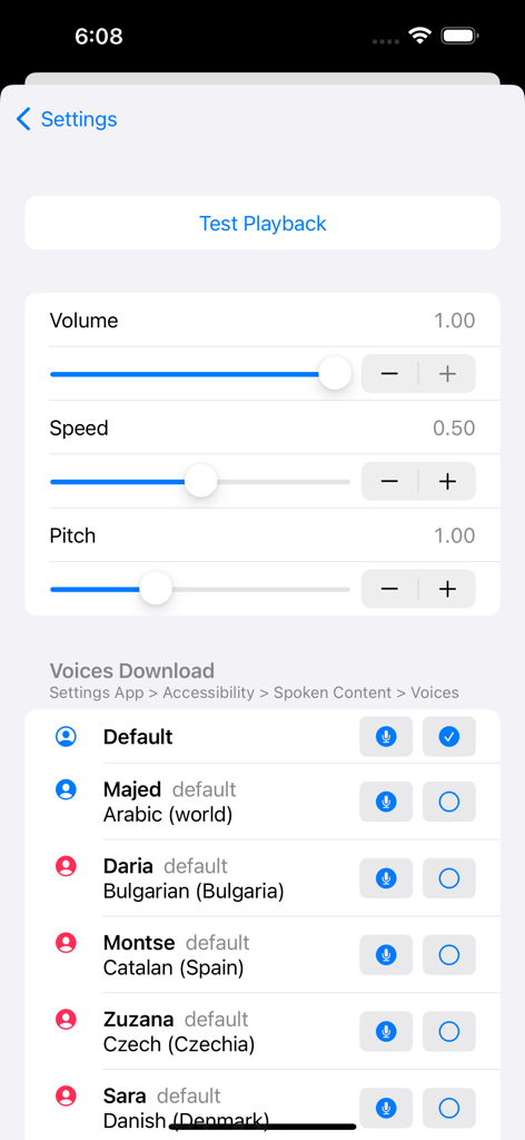 Roulette - Decision Roulette - Voice and audio customization settings in the Decision Roulette app