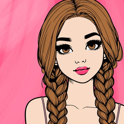 realistic girl with braids
