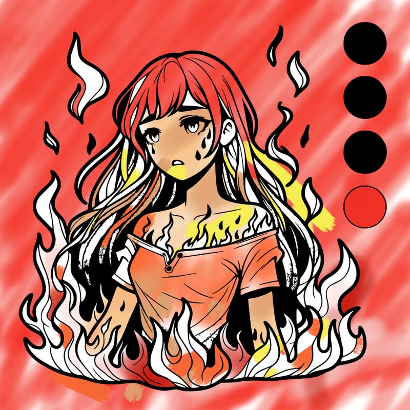 realistic girl in flames