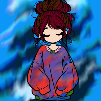 girl with baggy sweatshirt and messy bun