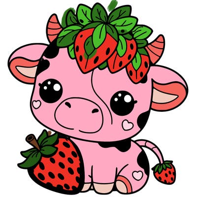 cute strawberry cow