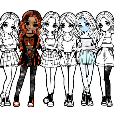 a group of girls realistic