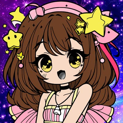 cute anime girl with star accessories