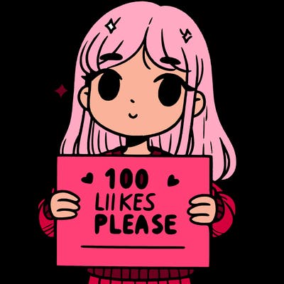 a girl holding up a sign saying 100 likes please