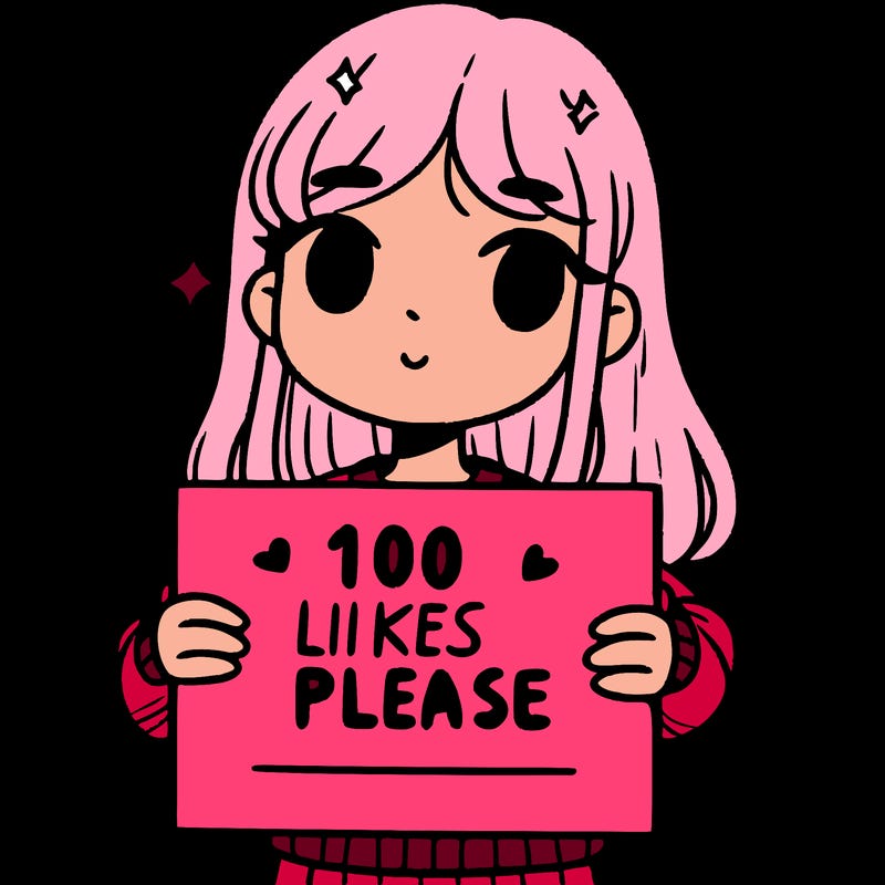a girl holding up a sign saying 100 likes please
