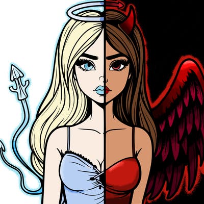 devil vs angel realistic girl