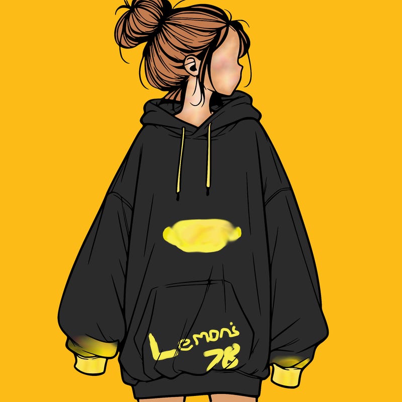 realistic girl with a oversized sweatshirt on and a bun