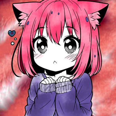 shy anime catgirl