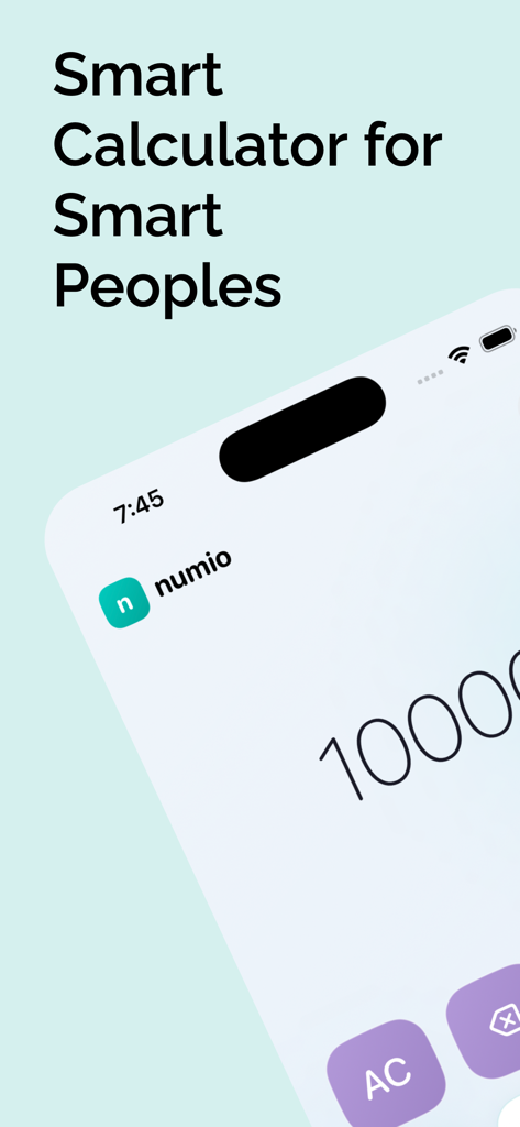 Numio Calculator - Numio Calculator minimalist iOS app interface on an iPhone