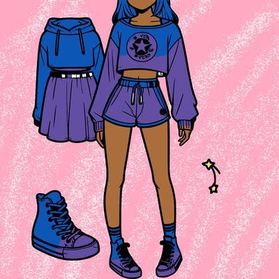 girl with high top converse, converse crop sweatshirt and converse shorts