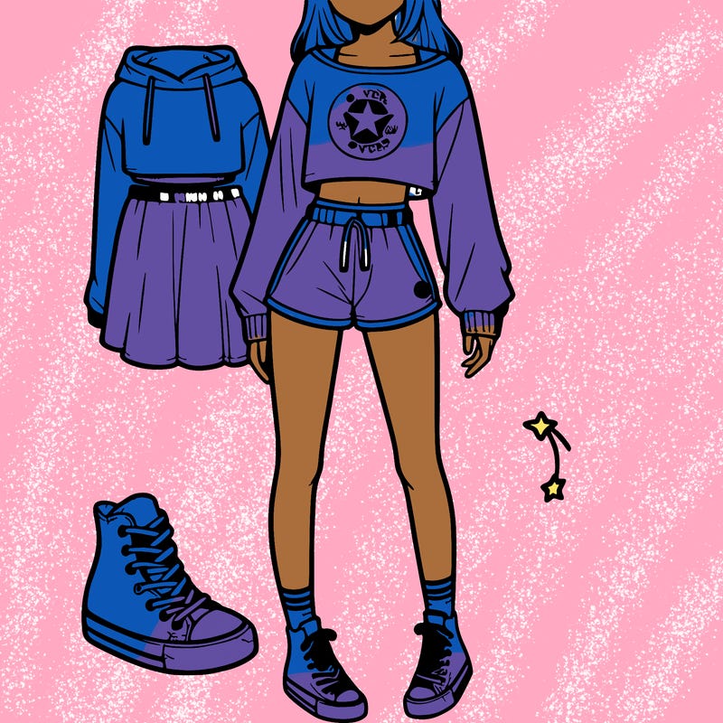 girl with high top converse, converse crop sweatshirt and converse shorts