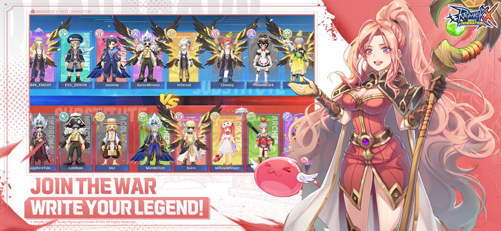 Un écran de confrontation dans Ragnarok X Next Generation montrant des personnages d'équipe et une magicienne.