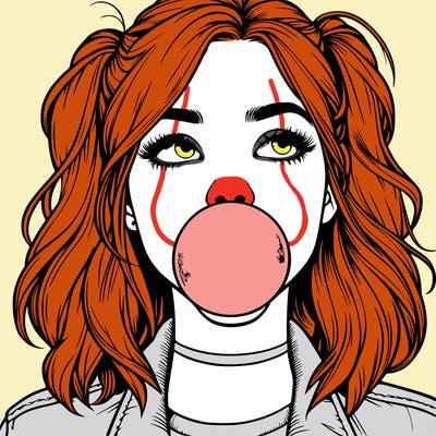 realististic girl blowing bubble -gum