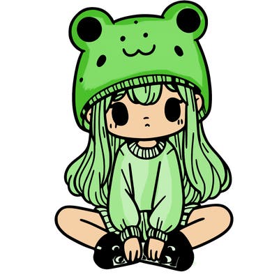 a girl wearing a frog hat and some frog socks