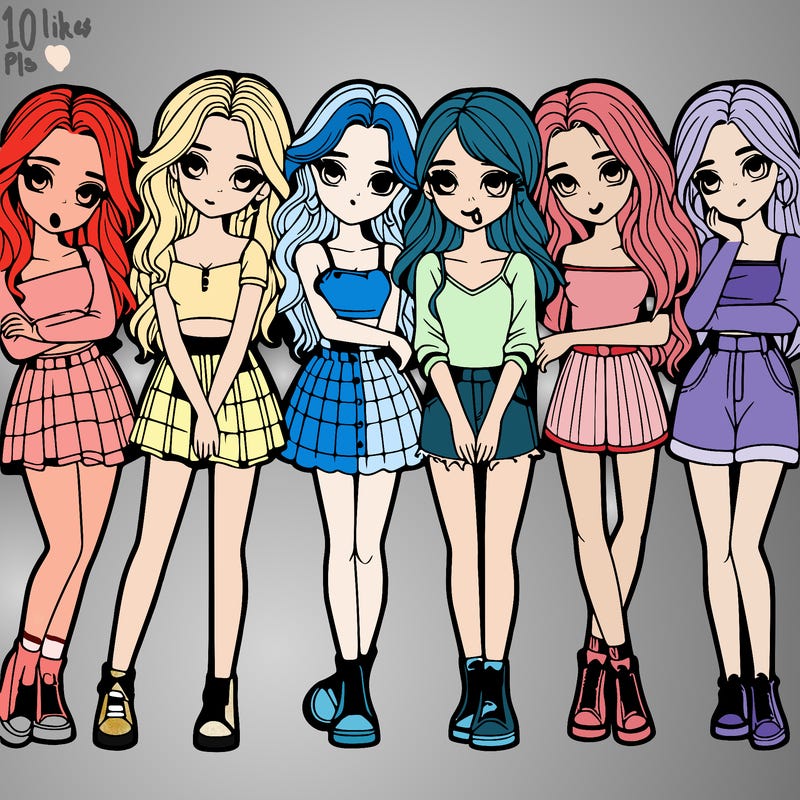 a group of girls realistic