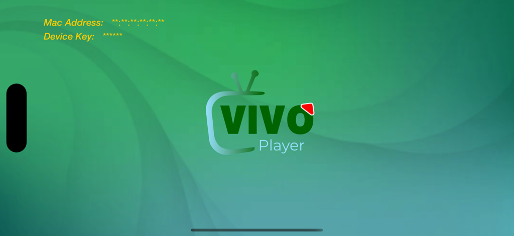 Vivo Player: Smart IPTV Player - Splash screen of the Vivo Player Smart IPTV Player app showing the logo and device activation fields