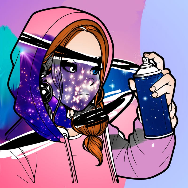 a realistic girl, spray painting