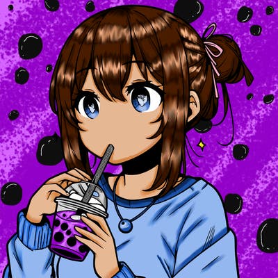 manga character drinking boba