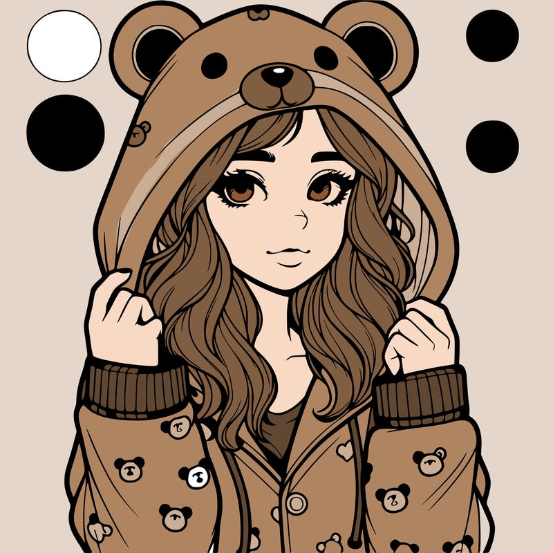 realistic girl in a animal pjs hoodie