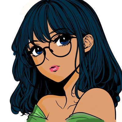 manga woman character with glasses and nice lips