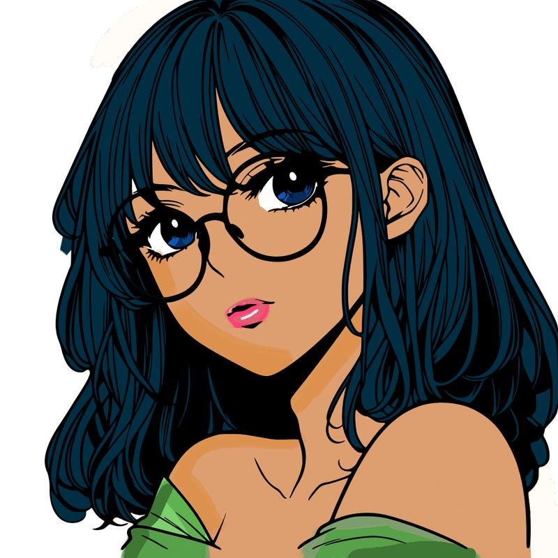 manga woman character with glasses and nice lips